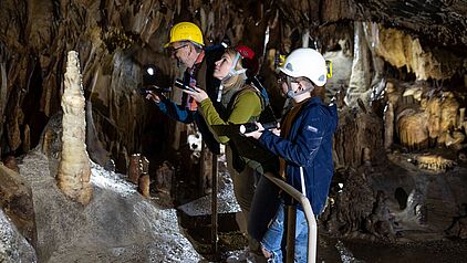 Stalagmiten und Stalaktiten in der Dechenhöhle in Iserlohn