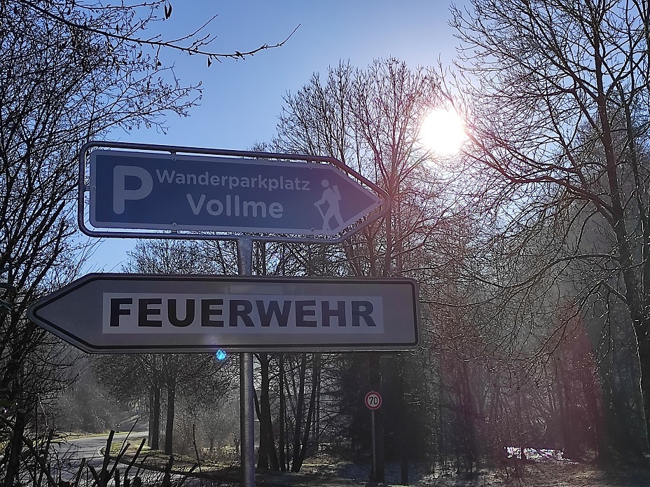 Wegweiser Wanderparkplatz Vollme Herlinghausen