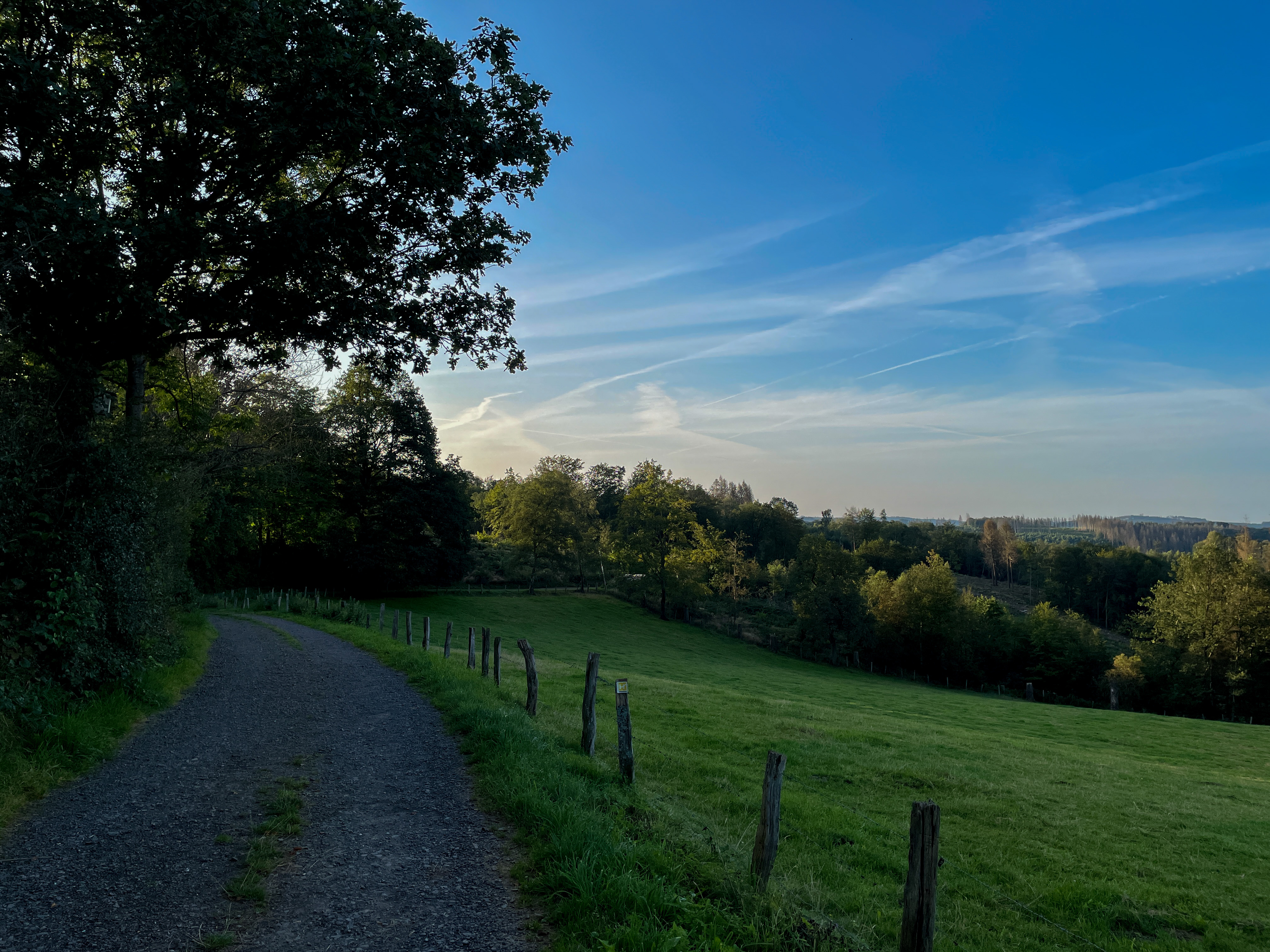 Der Weg startet mit bester Aussicht auf die Mattenschanzen